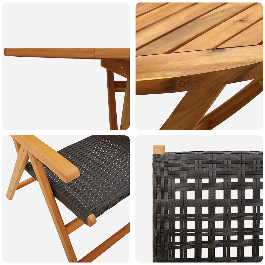 Conjunto de Jantar de Jardim de 5 Peças vidaXL Preto em Madeira Maciça