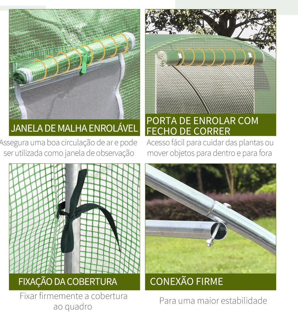 Estufa Tipo Túnel 4,5x3x2 m Estufa de Exterior com Paredes Laterais En