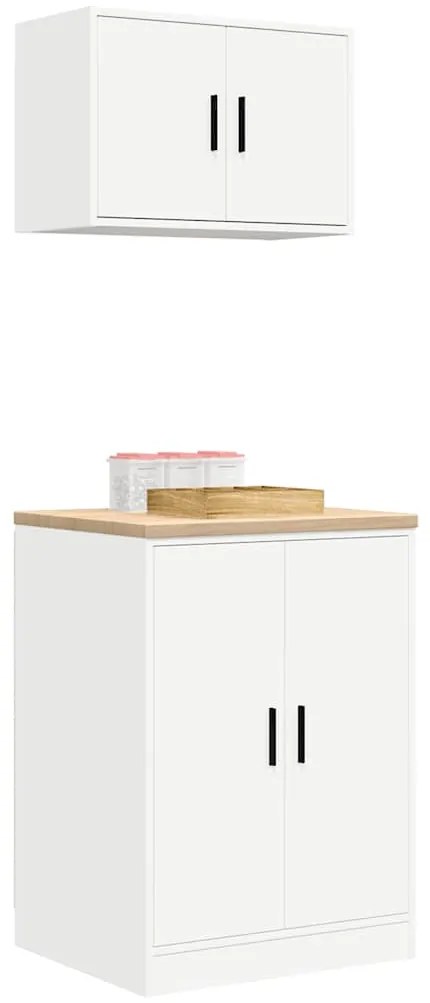 Armários de garagem 2 pcs derivados de madeira branco