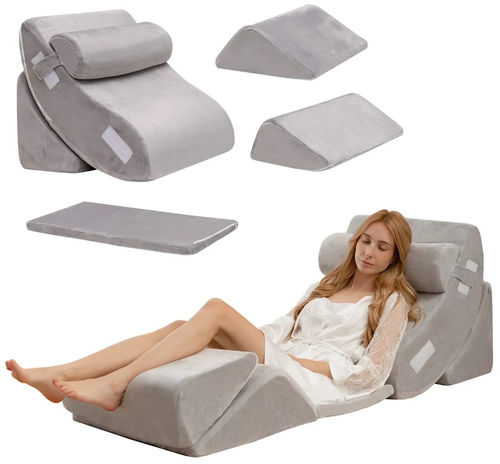 Conjunto de almofadas de espuma viscoelástica com apoio de cabeça amovível Apoio de costas amovível Apoio de costas confortável Cinzento