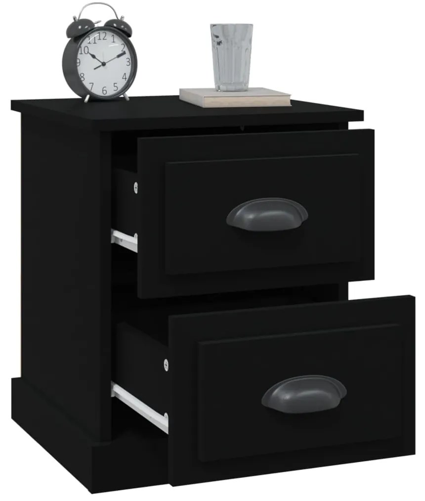 Mesas cabeceira 2 pcs 39x39x47,5 cm derivados de madeira preto