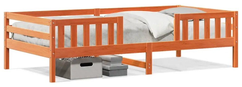 Estrutura de cama 90x190 cm madeira pinho maciça castanho cera