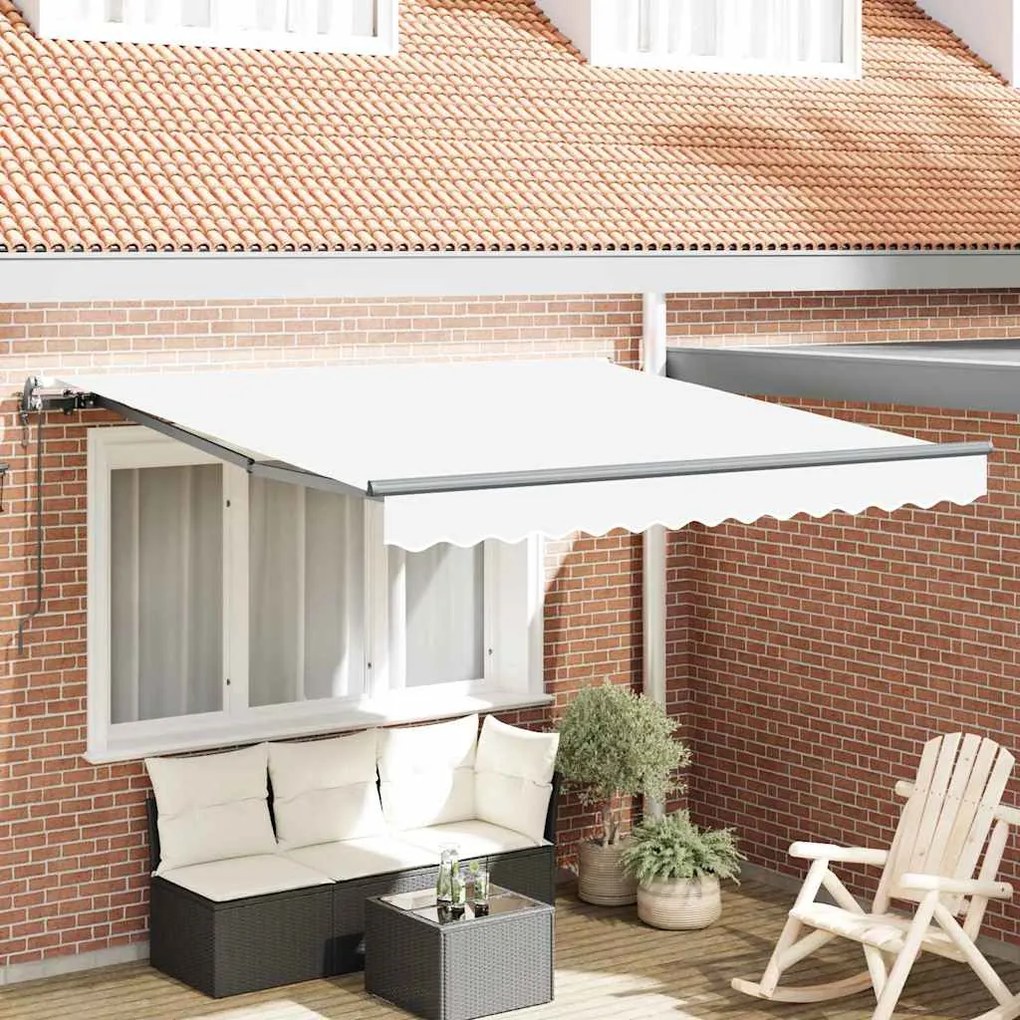 vidaXL Toldo Retrátil Branco 350 x 250 cm Tecido e Alumínio