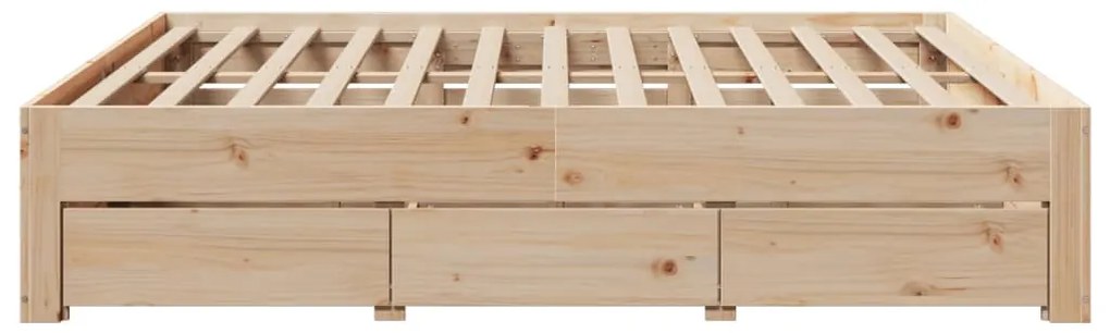 Cama sem colchão com gavetas 200x200 cm madeira de pinho maciça