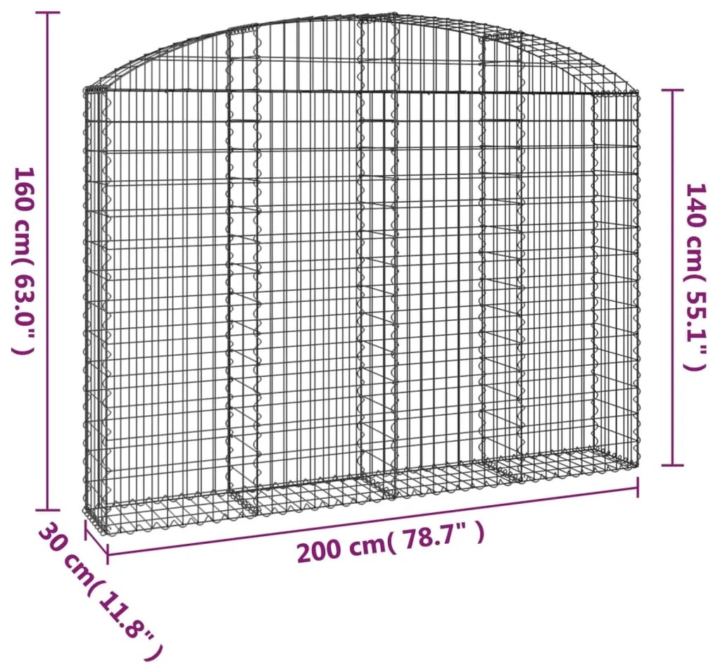 Cesto gabião arqueado 200x30x140/160 cm ferro galvanizado