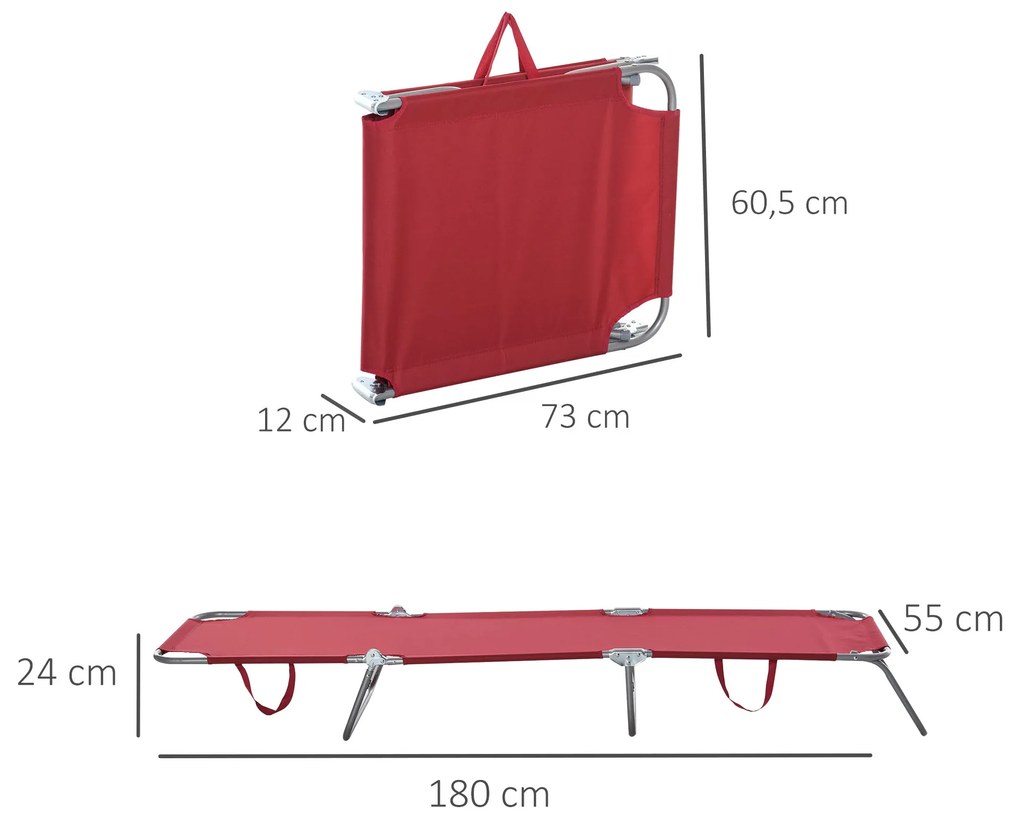 Espreguiçadeira Dobrável Espreguiçadeira de Jardim com Encosto Ajustável em 5 Posições para Terraço 187x55x24 cm Vermelho