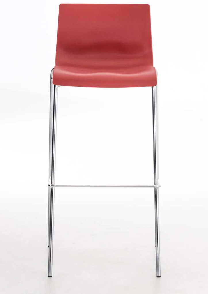 Banco de bar Hoover em plástico e com estrutura cromada 43 x 100 x 48 cm Vermelho