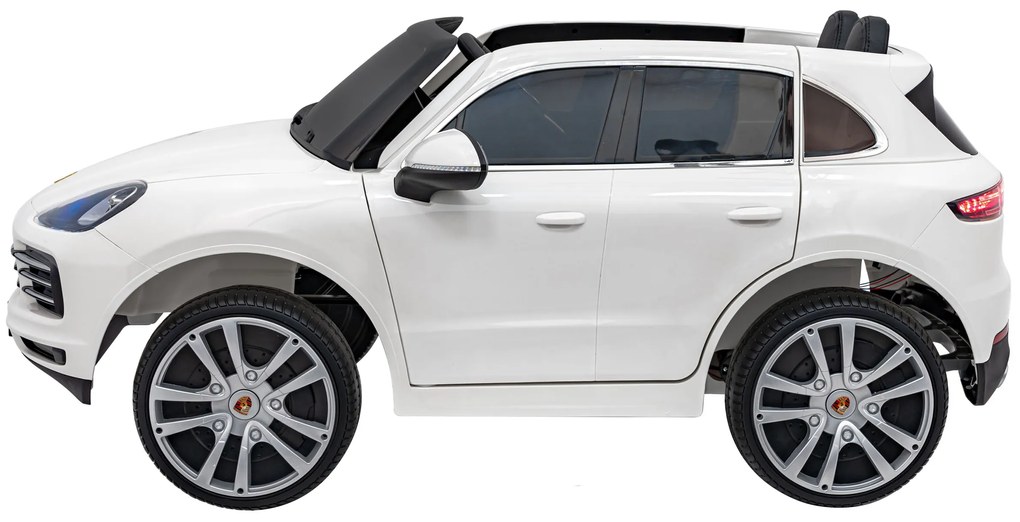 Carro elétrico para Crianças 12V Porsche Cayenne S Rodas de EVA, Assento de couro Branco Pintado