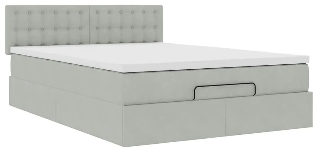 Estrutura de cama otomana com colchão 140x200 cm cinzento claro