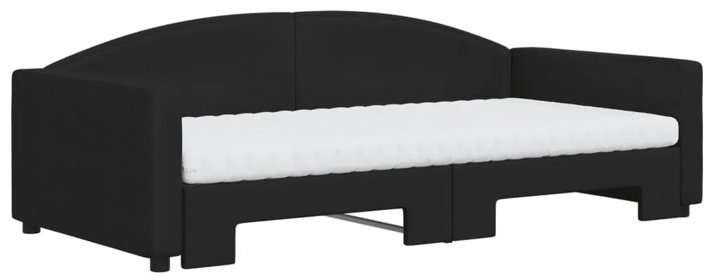 Sofá-cama com gavetão e colchões 100x200 cm tecido preto