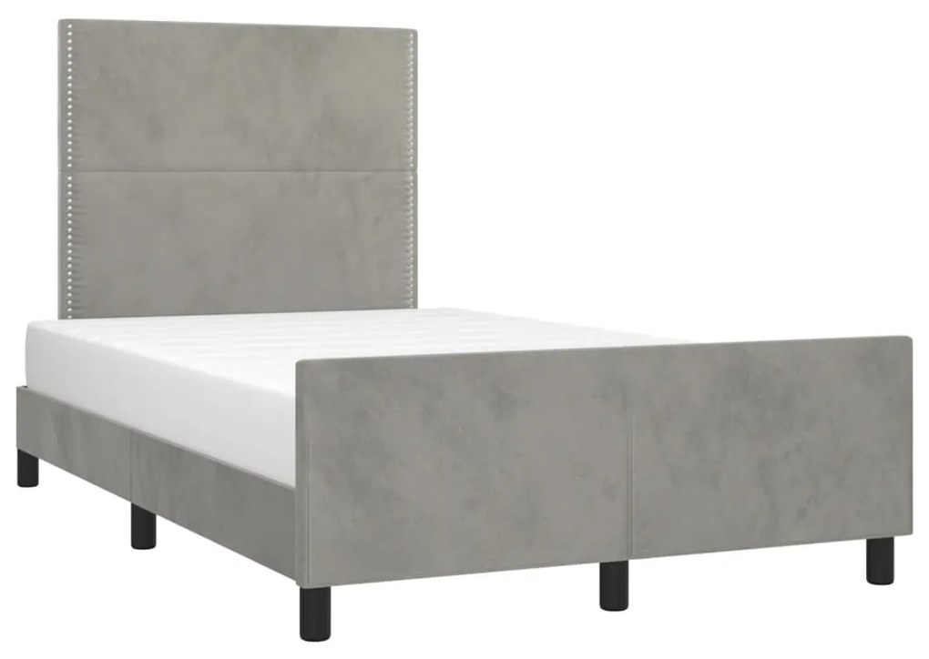 Estrutura de cama sem colchão 120x200 cm veludo cinzento-claro