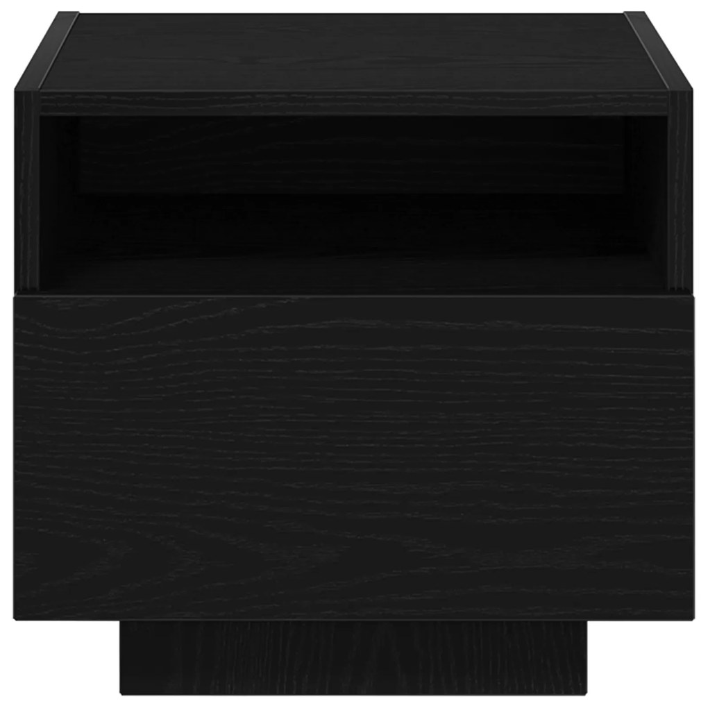 Mesa de Cabeceira vidaXL com Luzes LED Carvalho Preto 40x39x37 cm