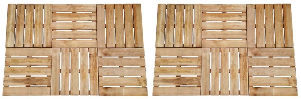 vidaXL Ladrilhos de pavimento 12 pcs 50x50 cm madeira castanho