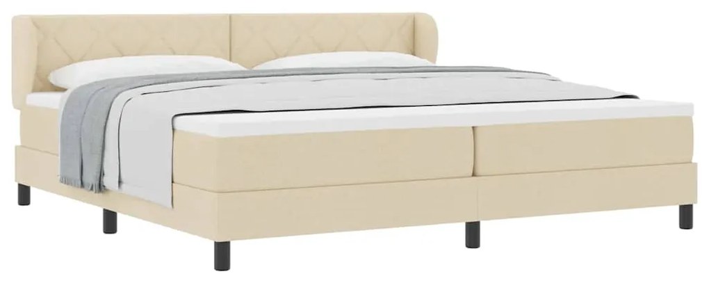 Cama Box Spring com Colchão Creme 200x200 cm Tecido