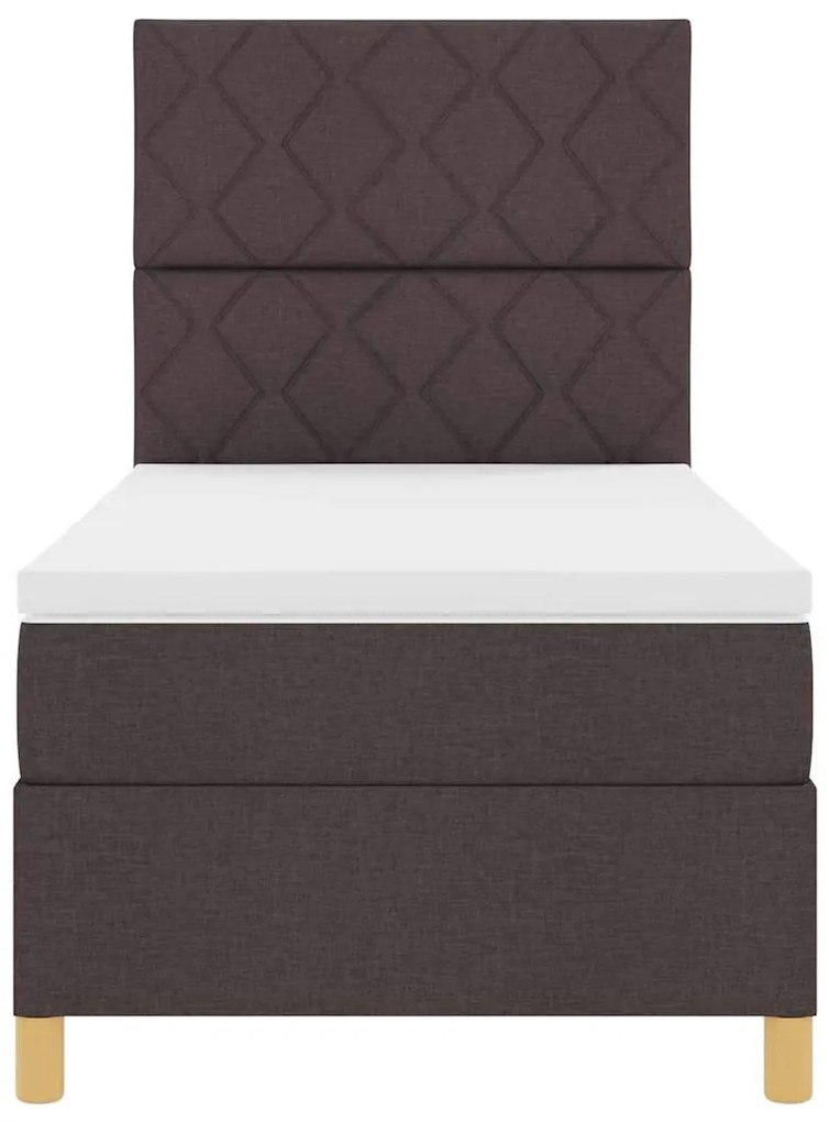 Cama Box com Colchão Castanho Escuro 100x200 cm Tecido