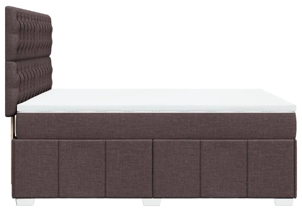 Cama com molas/colchão 160x200 cm tecido castanho-escuro