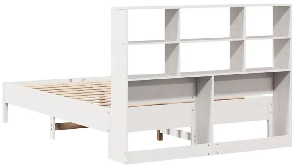 Cama com estante sem colchão 160x200 cm pinho maciço branco