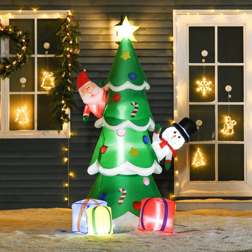 HOMCOM Árvore de Natal Inflável 180cm com Luzes LED Decoração de Pai N