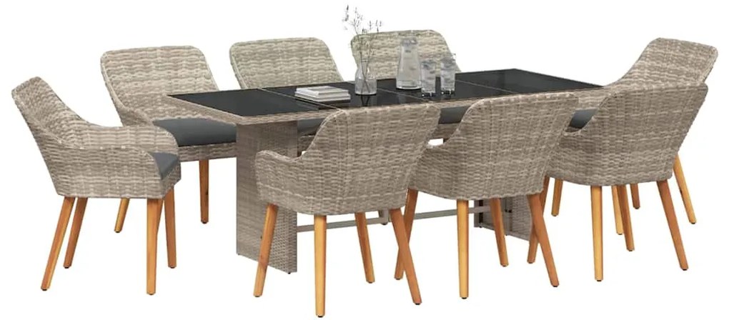 Conjunto de sala de jantar 9 pcs Cinzento-claro