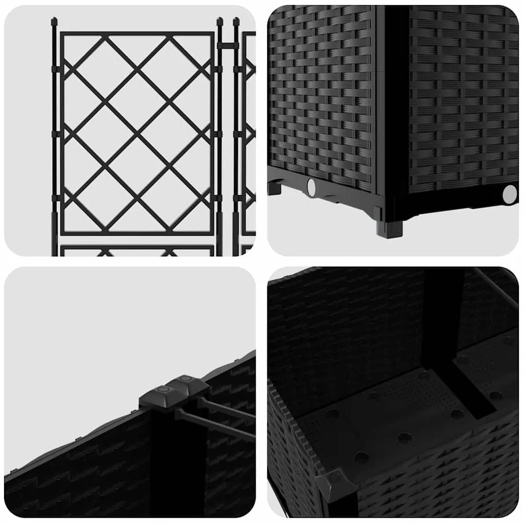 Jardineira com Treliça 5 pcs Preta 120x120x143 cm