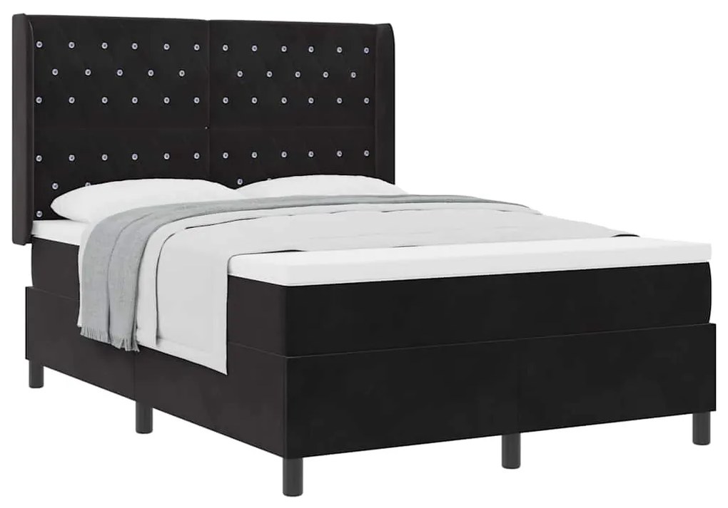 Cama Box com Colchão vidaXL Preta 140x190 cm Veludo