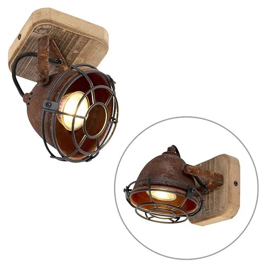 LED Projetores inteligentes castanho ferrugem com madeira inclinável incl. Wi-Fi GU10 - Gina Industrial