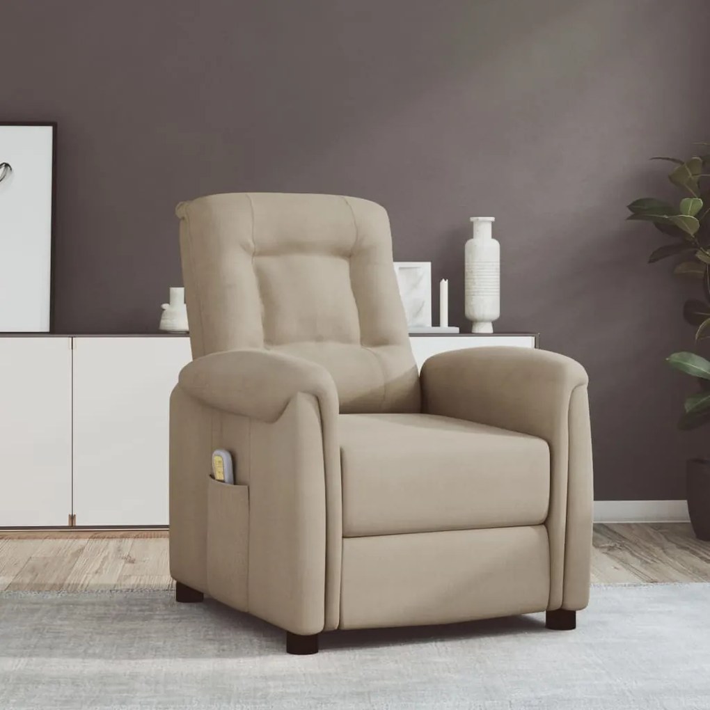 vidaXL Poltrona de massagens tecido de microfibra cinza-claro