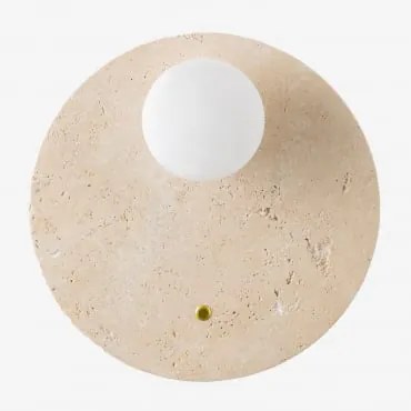 Aplique De Parede Ø30 Cm Em Travertino Com Bola De Cristal Davise Travertino - Sklum