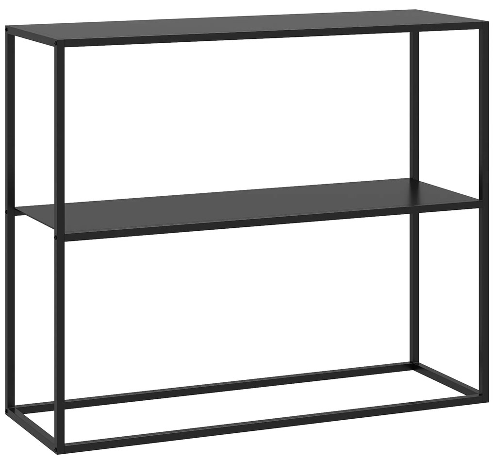 HOMCOM Mesa Consola Estilo Industrial Mesa de Entrada com Prateleira Estrutura de Aço e Desenho Anti-Tombo 90x30x75 cm Preto