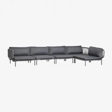 Sofá Modular De Jardim Em Canto De 5 Peças Em Aço Roubly Cinza Grafito - Sklum