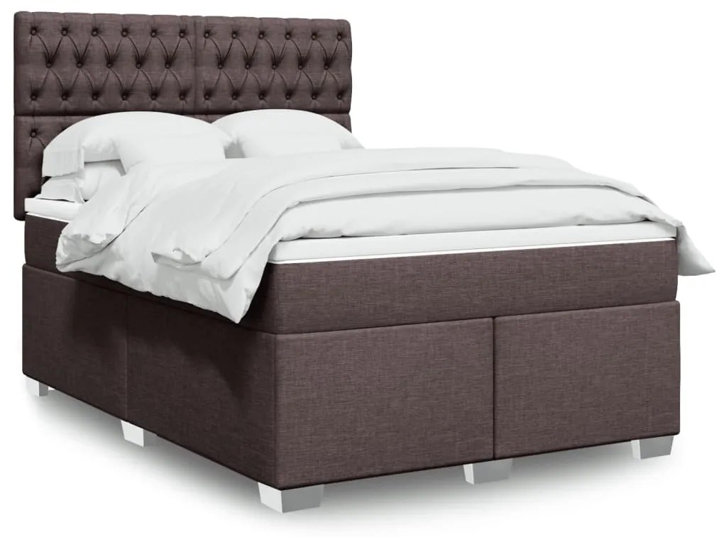 Cama com molas/colchão 140x190 cm tecido castanho-escuro