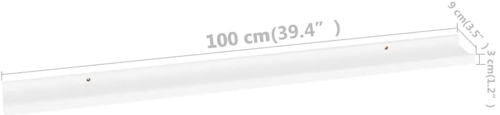 Prateleiras de parede 4 pcs 100x9x3 cm branco