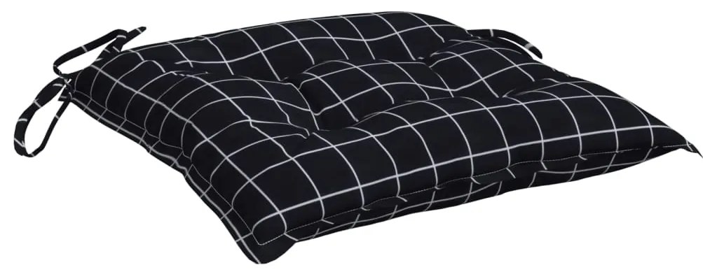 Almofadões para cadeira 6 pcs 40x40x7 cm tecido xadrez preto