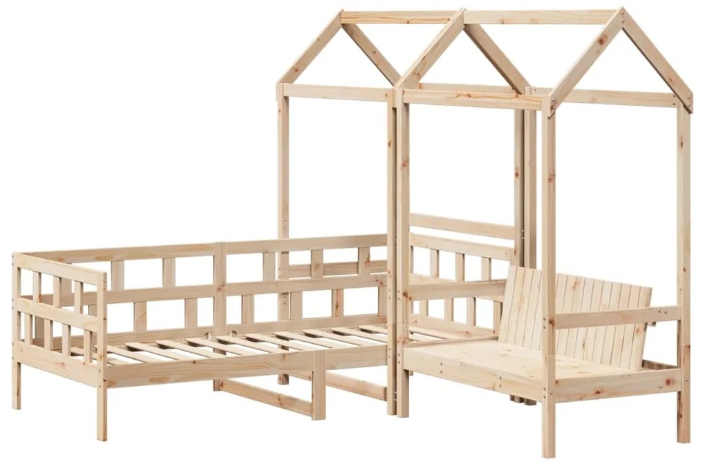 Conjunto de sofá-cama com telhado 90x200 cm pinho maciço