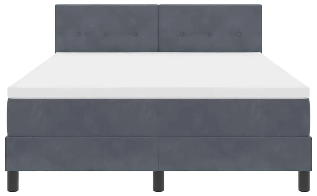 Cama Box Spring com Colchão e LED Cinza Escuro 140x200 cm Veludo
