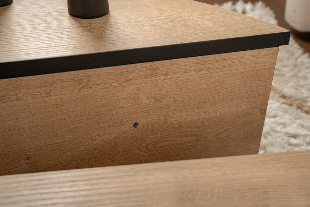Mesa de Café Orion - Carvalho Mel e Preto - 90x30x60cm & 85x35x30cm