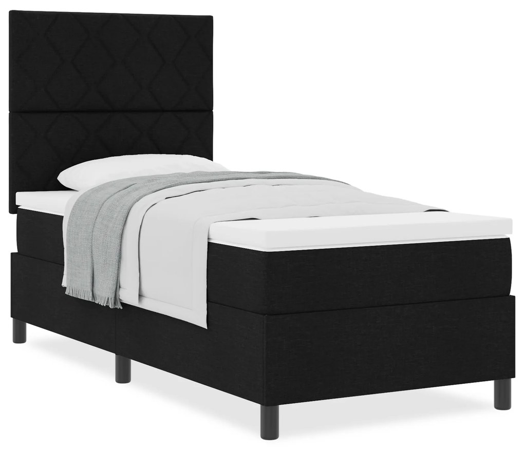 Cama Box com Colchão Preto de Solteiro