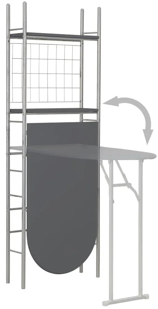 3 pcs conjunto jantar dobrável com prateleira MDF e aço preto