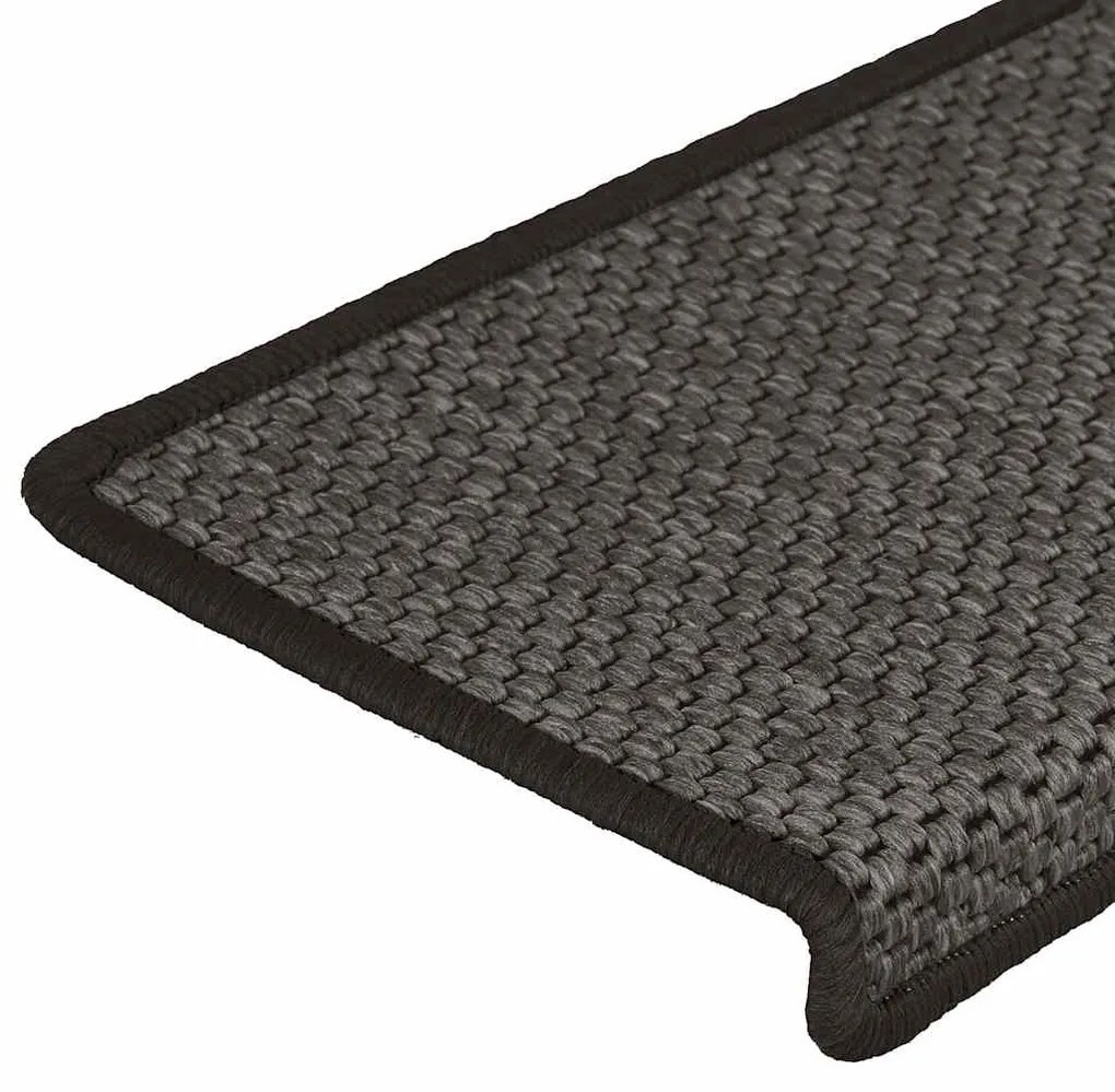 Tapetes escada adesivos aspeto sisal 15pcs 65x21x4 cm antracite