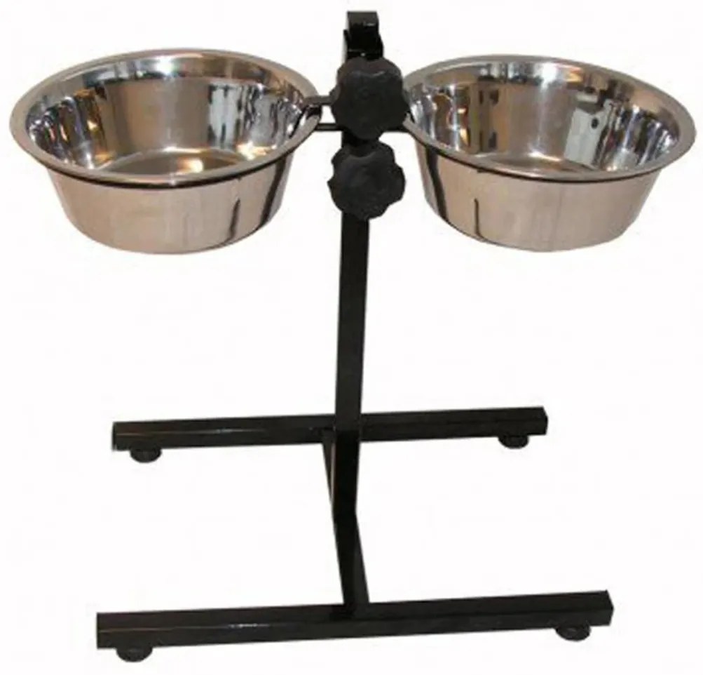 413729 @Pet @Pet @Pet Suporte duplo comedouros animais de estimação 2x2,8 L preto 17218