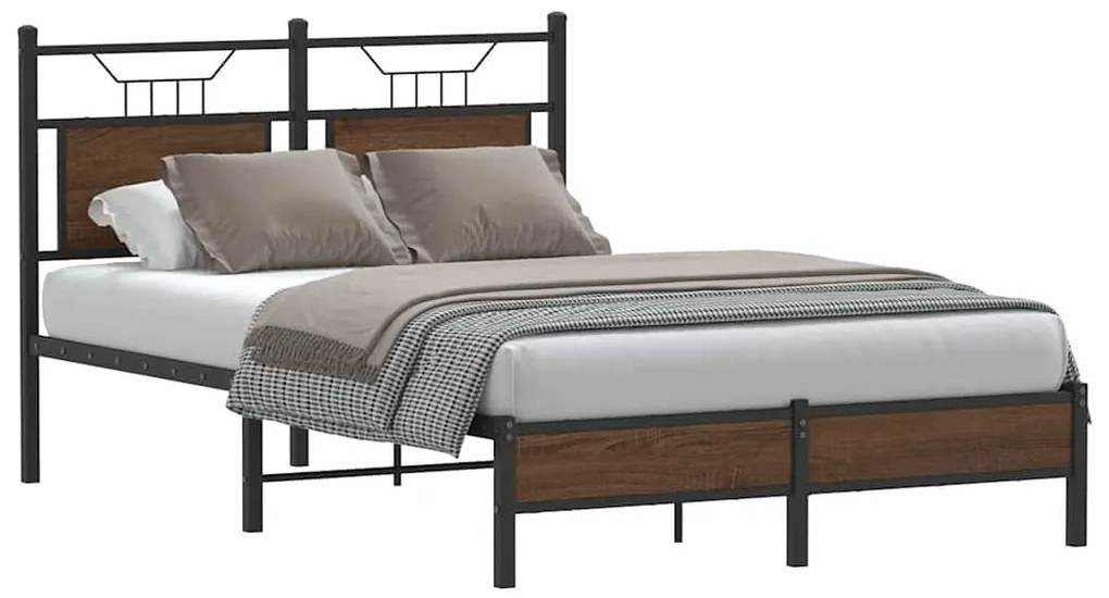 Estrutura cama s/ colchão derivados madeira carvalho castanho