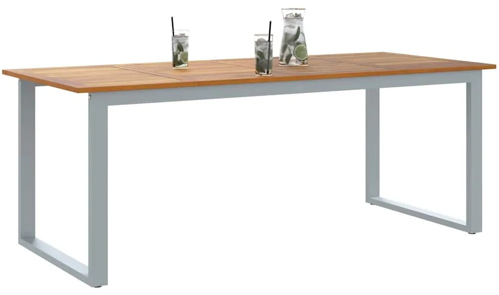 Mesa de Jantar Externa vidaXL Cinza 200x90x75 cm Aço&amp;Madeira Sólida Ac