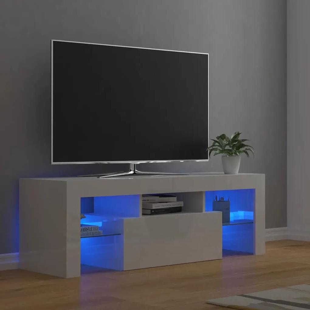 804352 vidaXL Móvel de TV com luzes LED 120x35x40 cm branco brilhante