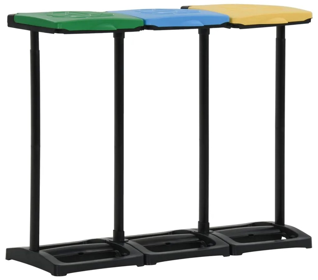 vidaXL Suporte para sacos do lixo com tampa 240-330 L PP multicor