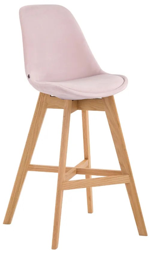 Banco de bar Cannes em veludo e com estrutura de Cor Natural 48 x 112 x 56 cm Rosa