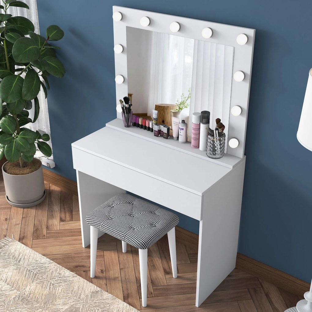 Mesa de Maquilhagem BJ121 – Branco – 90x76,8x45 cm
