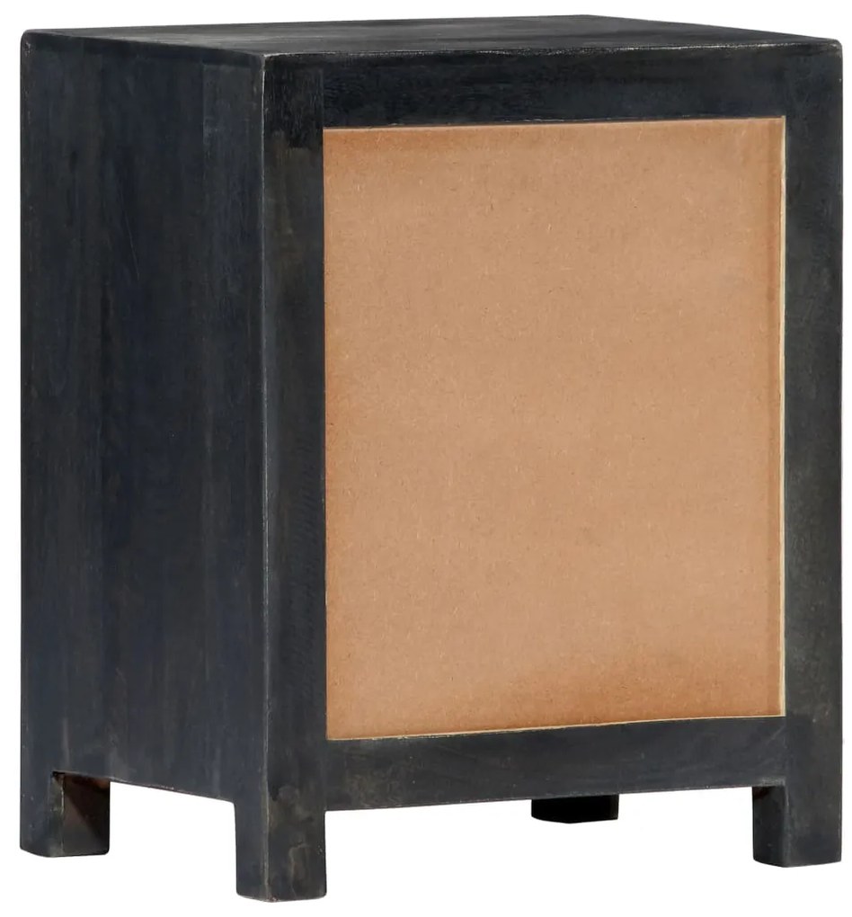 Mesa cabeceira esculpida mão 40x30x50cm madeira mangueira cinza