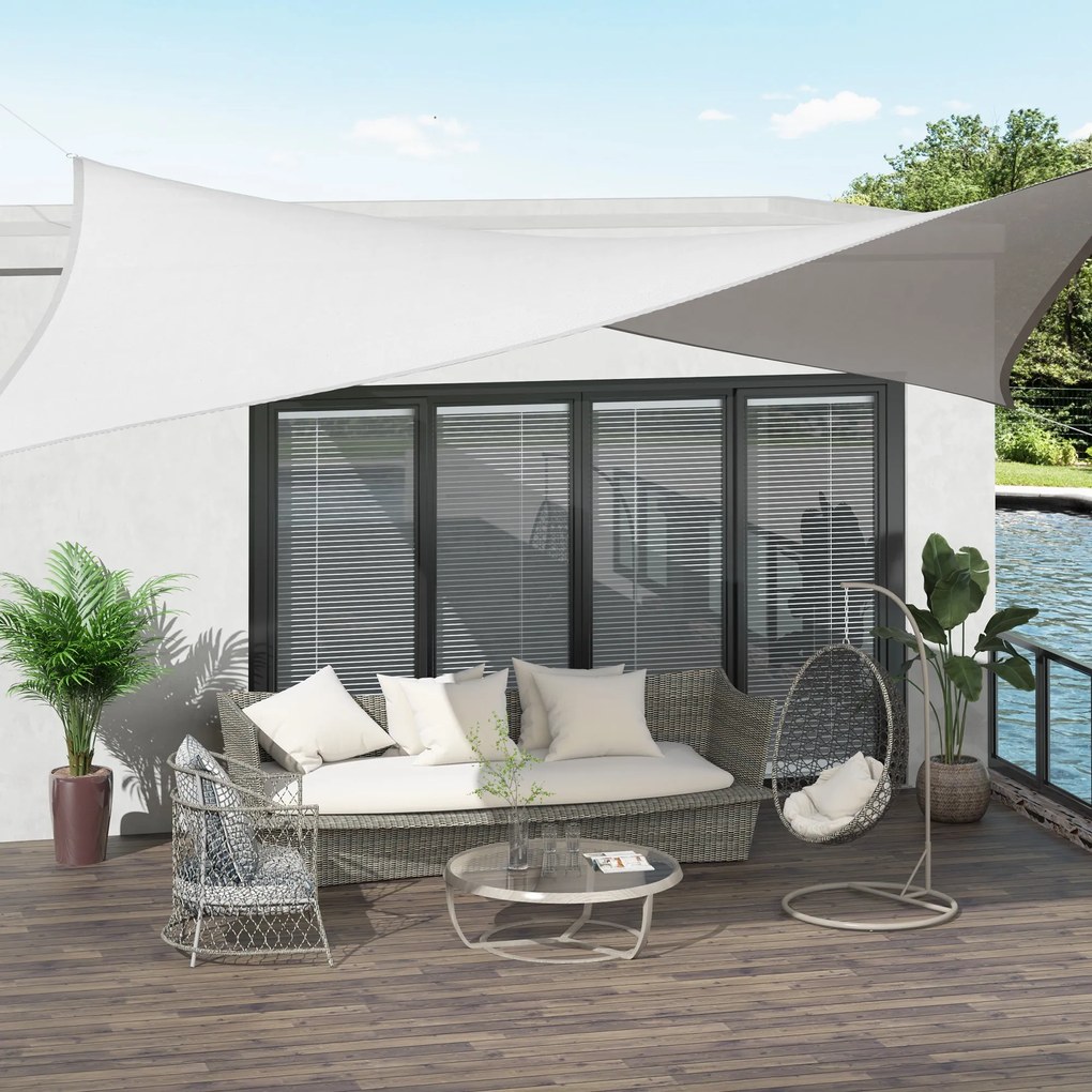 Outsunny Vela de Sombra Retangular 4x6 m Toldo Vela de HDPE com Proteç