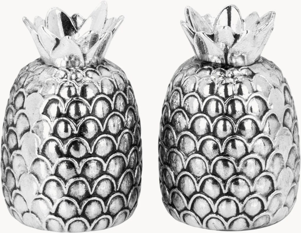 Saleiro e pimenteiro banhados a prata Pineapple, conjunto de 2
