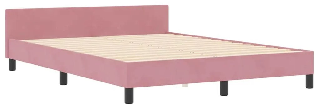 Cama de Veludo Rosa vidaXL 140x190 cm